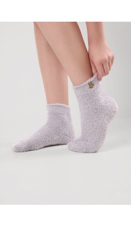 CLE Носки жен.Д680Т травка вышивка, св.серый