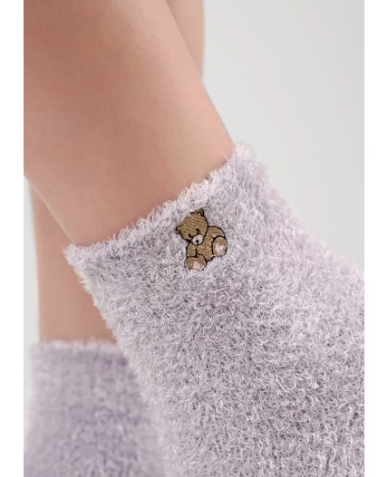 CLE Носки жен.Д680Т травка вышивка, св.серый