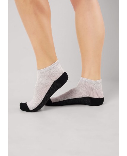 CLES Носки жен.L2011 market line сетка, меланж серый/чёрный