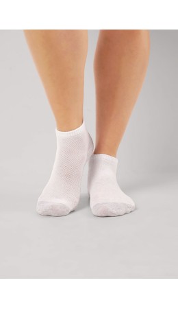CLES Носки жен.L2011 market line сетка, белый/меланж серый