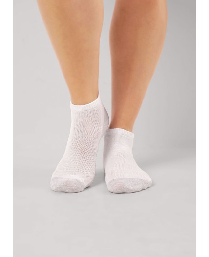 CLES Носки жен.L2011 market line сетка, белый/меланж серый