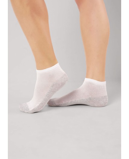 CLES Носки жен.L2011 market line сетка, белый/меланж серый