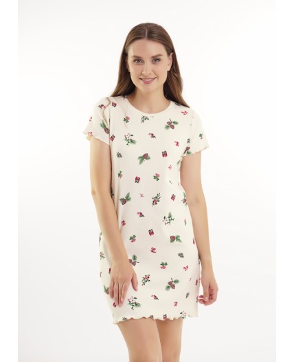 CLE LDR15-1200/1 Платье жен. Пихта, молочный/красный