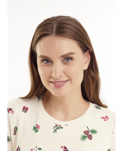 CLE LDR15-1200/1 Платье жен. Пихта, молочный/красный