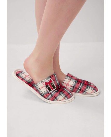 CLE SW15-1199C Пантолеты жен. домаш. Новогоднее чудо, красный/молочный