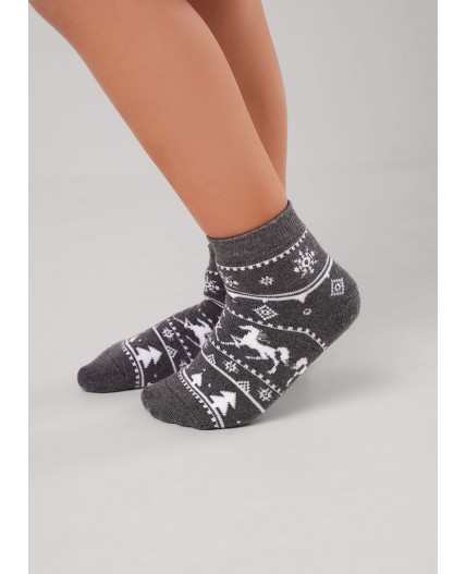 CLE Носки дет.С4550П 16-18,18-20 НГ плюш, меланж т.серый