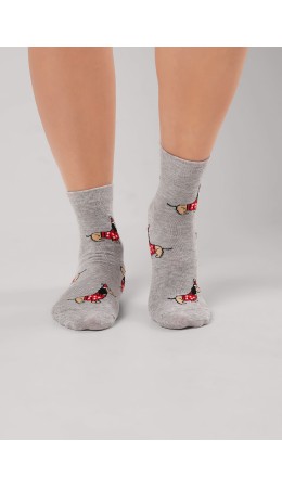 CLE Носки жен.Д2563 НГ хл+эл, меланж серый
