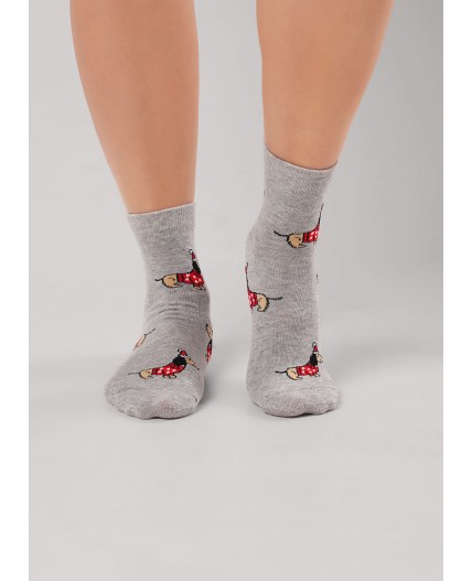 CLE Носки жен.Д2563 НГ хл+эл, меланж серый