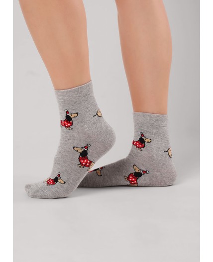 CLE Носки жен.Д2563 НГ хл+эл, меланж серый