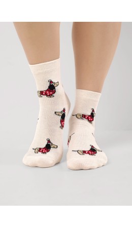 CLE Носки жен.Д2563 НГ хл+эл, меланж бежевый