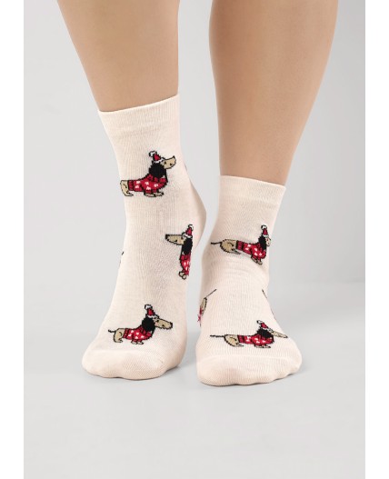 CLE Носки жен.Д2563 НГ хл+эл, меланж бежевый