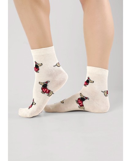 CLE Носки жен.Д2563 НГ хл+эл, меланж бежевый