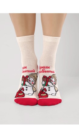 CLE Носки жен.Д2565 НГ хл+эл, меланж бежевый