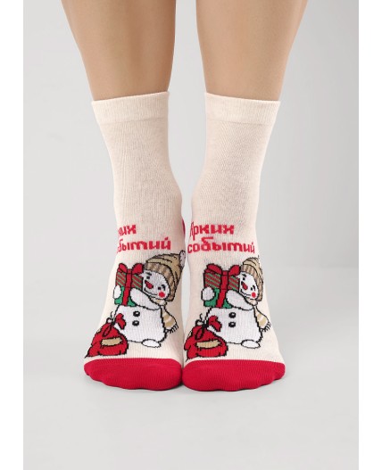 CLE Носки жен.Д2565 НГ хл+эл, меланж бежевый