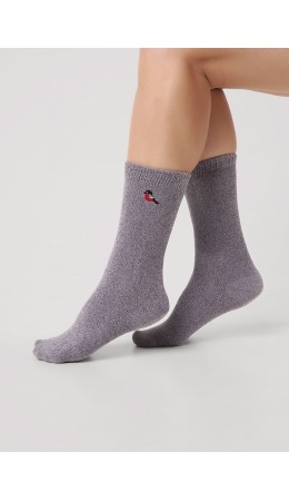 CLE Носки жен.Д955С НГ вышивка синель, серый