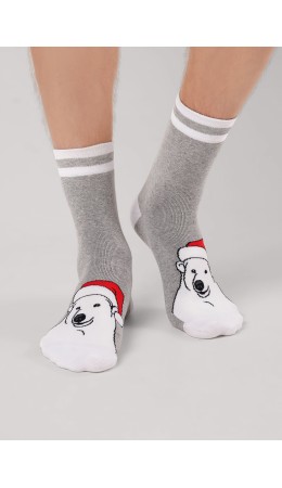 CLE Носки муж.К6552П НГ плюш, меланж серый