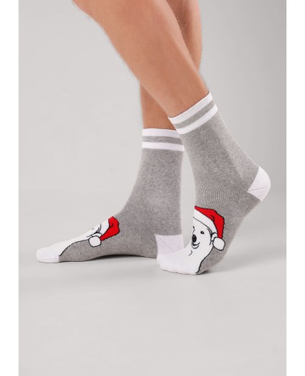 CLE Носки муж.К6552П НГ плюш, меланж серый