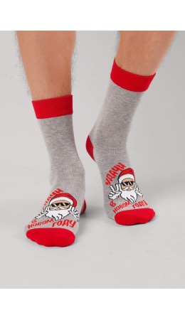 CLE Носки муж.К6558Л НГ хл+эл, меланж серый