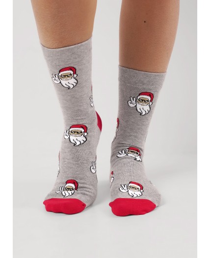 CLE Носки муж.К6559Л НГ хл+эл, меланж серый