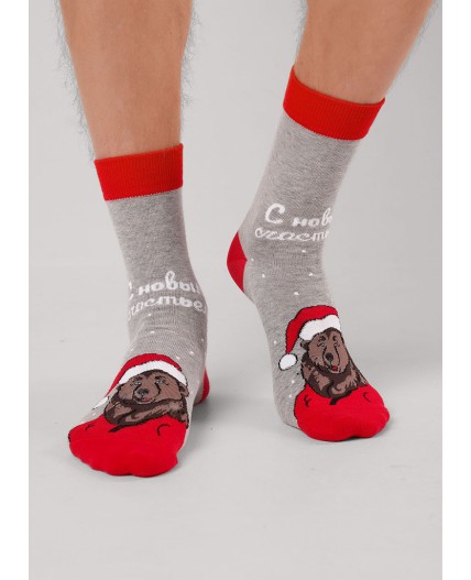 CLE Носки муж.К6560Л НГ хл+эл, меланж серый