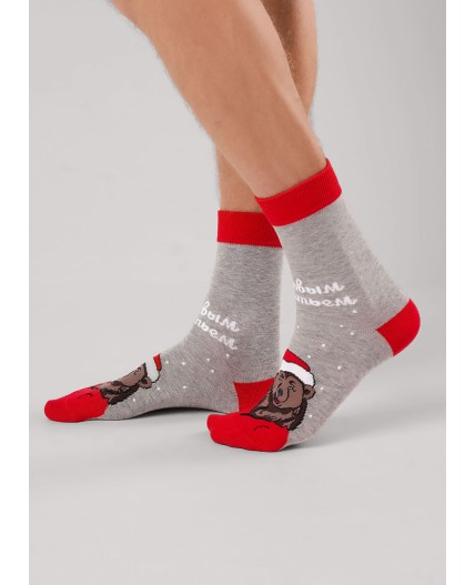 CLE Носки муж.К6560Л НГ хл+эл, меланж серый