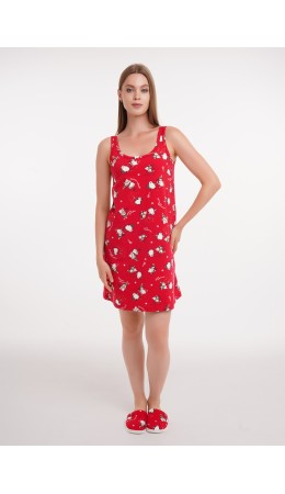 CLE LS15-1202 Сорочка ночн. жен. Конфетти, красный/молочный