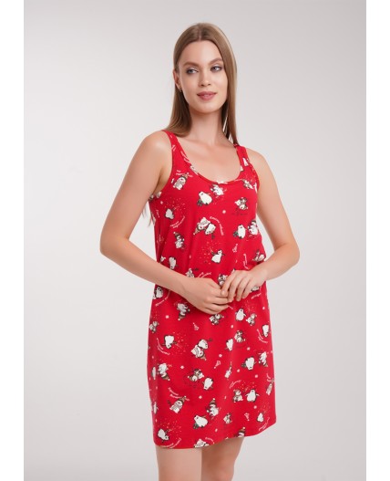 CLE LS15-1202 Сорочка ночн. жен. Конфетти, красный/молочный