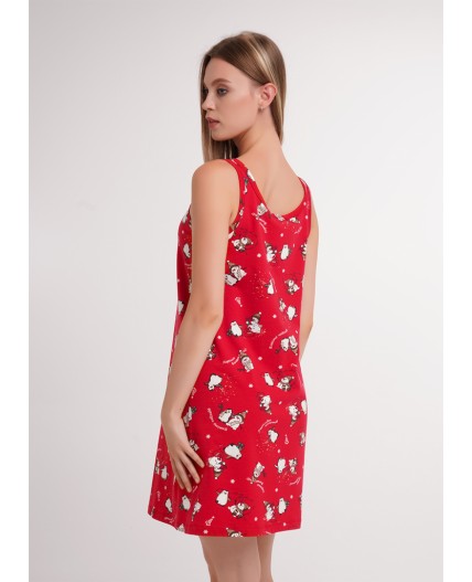 CLE LS15-1202 Сорочка ночн. жен. Конфетти, красный/молочный