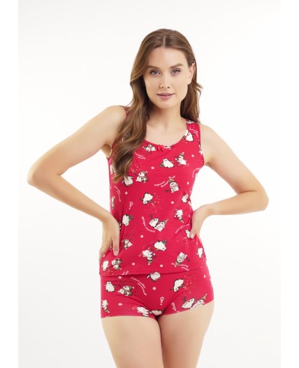CLE LSET15-1202 Пижама жен. Конфетти, красный/молочный