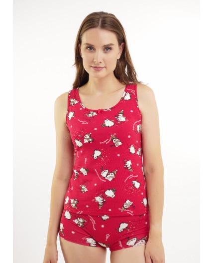 CLE LSET15-1202 Пижама жен. Конфетти, красный/молочный