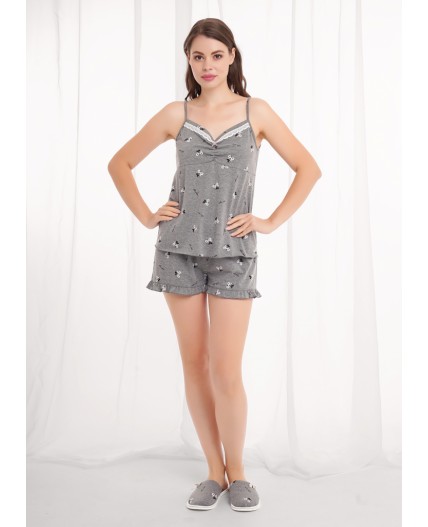 CLE LSET26-1210/1 Пижама жен. Жизель, меланж т.серый/белый