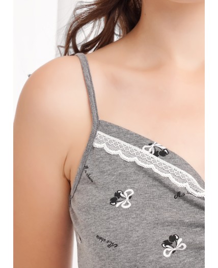 CLE LSET26-1210/1 Пижама жен. Жизель, меланж т.серый/белый