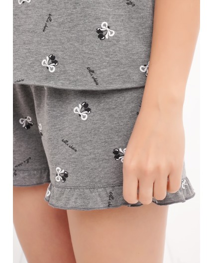 CLE LSET26-1210/1 Пижама жен. Жизель, меланж т.серый/белый
