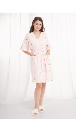 CLE LX26-1210 Халат жен. Жизель, белый/св.розовый