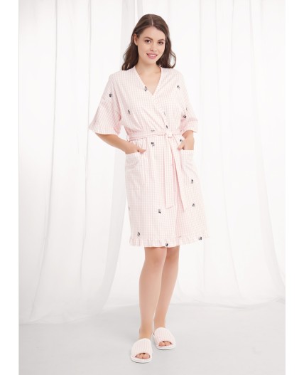 CLE LX26-1210 Халат жен. Жизель, белый/св.розовый