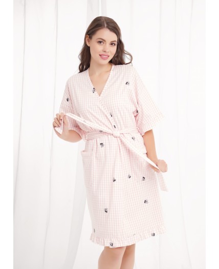 CLE LX26-1210 Халат жен. Жизель, белый/св.розовый