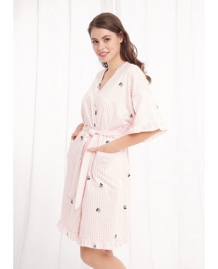 CLE LX26-1210 Халат жен. Жизель, белый/св.розовый
