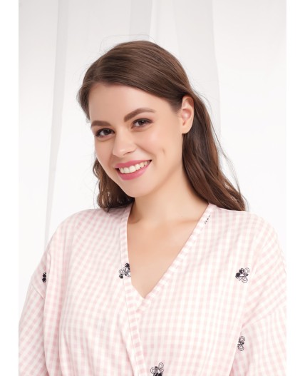 CLE LX26-1210 Халат жен. Жизель, белый/св.розовый