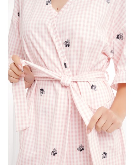CLE LX26-1210 Халат жен. Жизель, белый/св.розовый