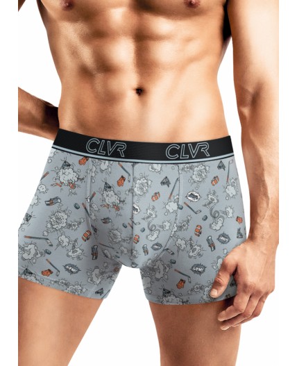 CLE MSH451953 Трусы муж., св.серый/т.бирюзовый