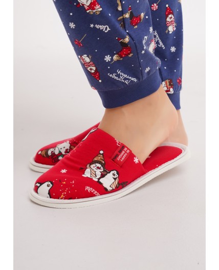 CLE SW15-1202C Пантолеты жен. домаш. Конфетти, красный/молочный