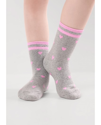 CLE Носки дет.С247П 12-14,14-16 плюш дев, меланж розовый
