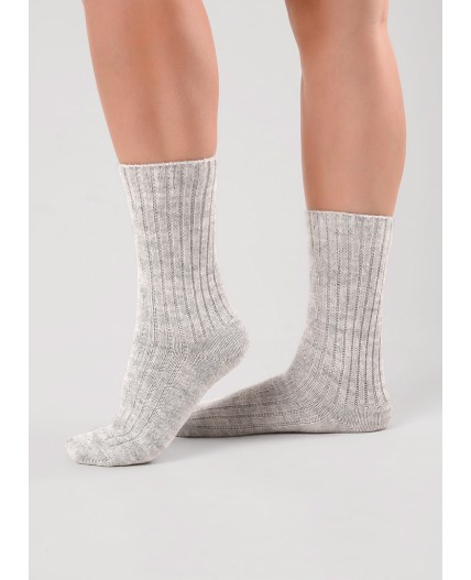 CLE Носки жен.Д688Ш акрил альпака, меланж св.серый