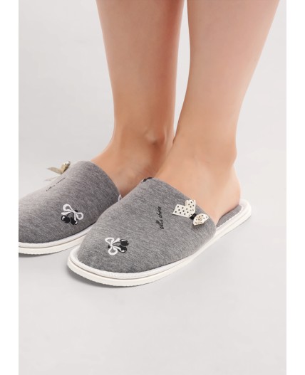 CLE SW26-1210C Пантолеты жен. домаш. Жизель, меланж т.серый/белый