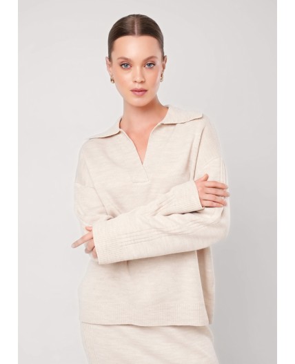 CLE Джемпер жен. 154598/192ак, меланж бежевый