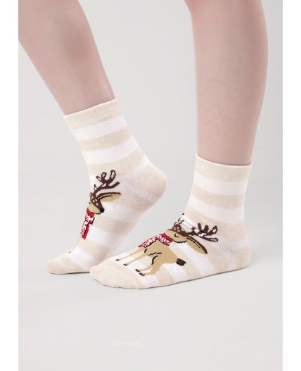 CLE Носки дет.С4560 12-14,14-16 НГ хл+эл, меланж бежевый