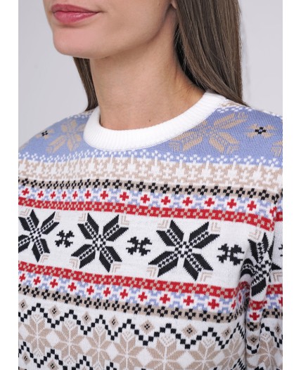 CLE LF14-1142 вяз Джемпер жен. Снежный вайб, молочный/бежевый