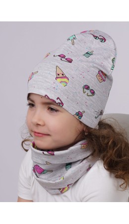 CLE Шапка дет. 525768гн, св.серый/розовый