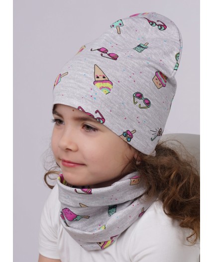 CLE Шапка дет. 525768гн, св.серый/розовый