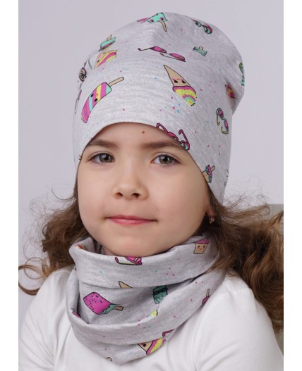 CLE Шапка дет. 525768гн, св.серый/розовый